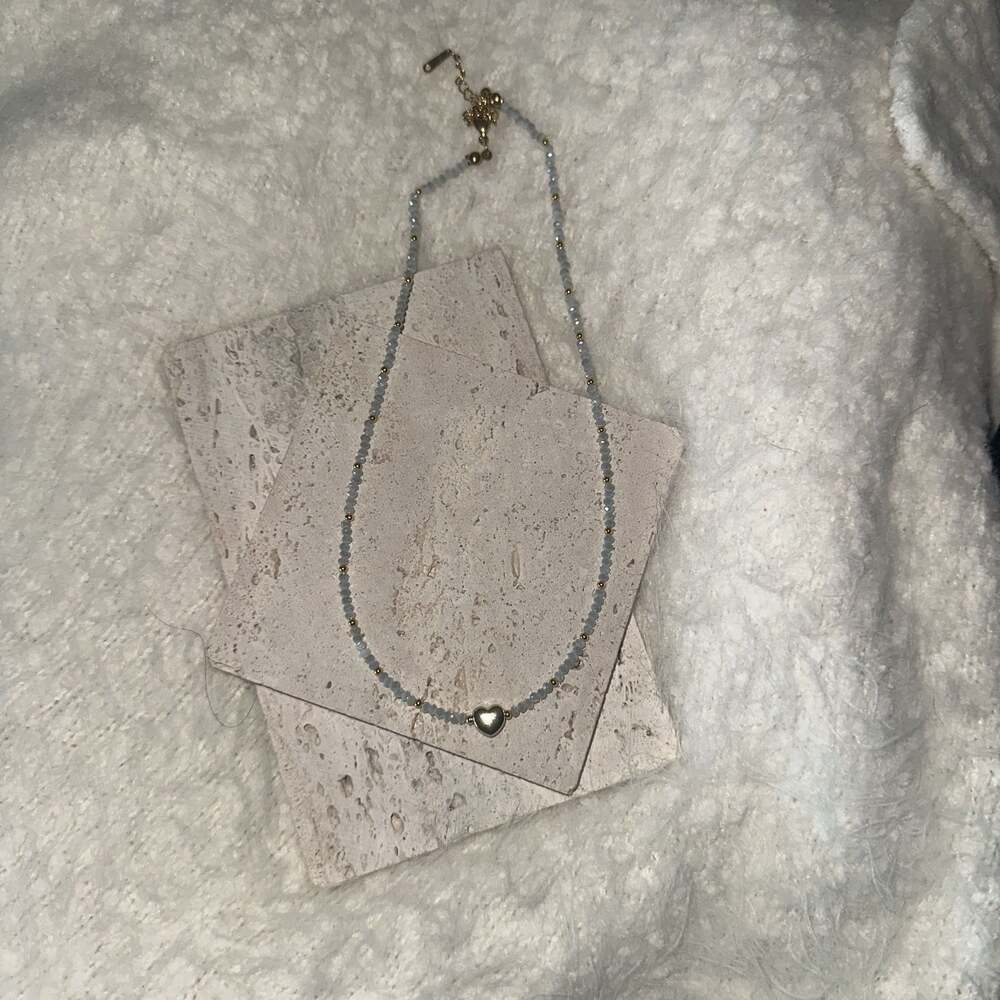 Tiny Heart Pendant, Charm Beaded Necklace